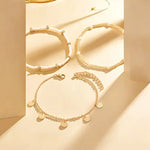 CONJUNTO CÔTIER DIJE 3-PIEZA SUPERPUESTO PULSERA DE CHEVILLE | ORO