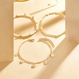 CONJUNTO CÔTIER DIJE 3-PIEZA SUPERPUESTO PULSERA DE CHEVILLE | ORO