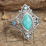ANILLO BOHEMIO RÉTRO STYLE AZUL CRISTAL INCRUSTÉ TURQUESA