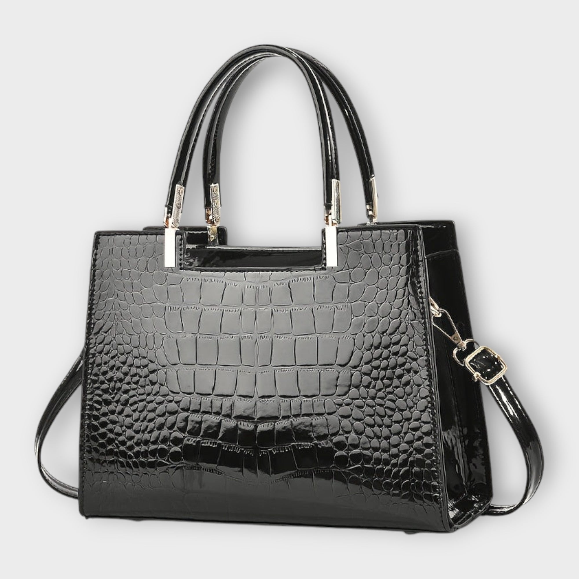 BOLSO DE MANO CON EFECTO COCODRILO BRILLANTE - VALERINA MARBELLA