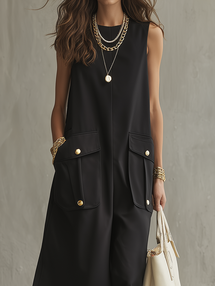 Sophisticated Sleeveless Utility Midi Dress