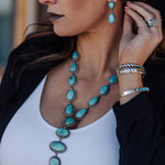 ELEGANTE VINTAGE TURQUESA IMPOSANT COLLAR & PENDIENTES