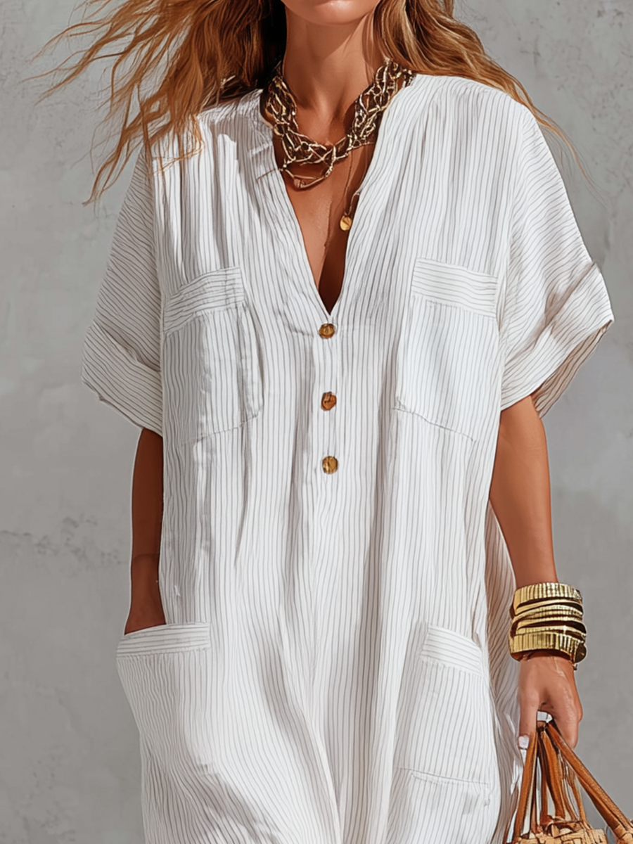 Effortless Striped Oversized Shirt Dress