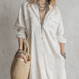 Casual Striped Shirt Dress