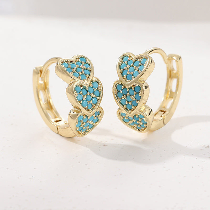 PENDIENTES ELEGANTE TURQUESA CORAZÓN EN FORME DE DESIGN ARO