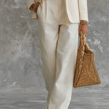 Effortless Old-Money Linen Suit Set In Natural Ecru