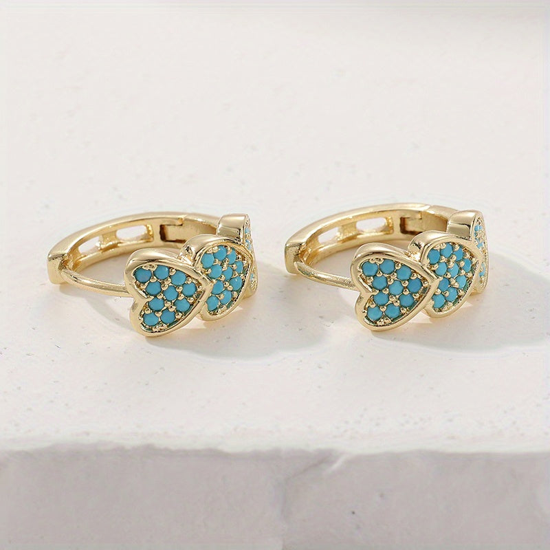 PENDIENTES ELEGANTE TURQUESA CORAZÓN EN FORME DE DESIGN ARO