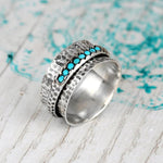 ANILLO ELEGANTE MARTELÉ PLATA PLAQUÉ TURQUESA ANTI-STRESS