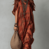 VESTIDO LARGO BOHEMIO DE ESTILO RETRO CON CUADROS - VALERINA MARBELLA