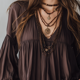 Retro Coffee Tone · Bohemian Pleated Chiffon Top
