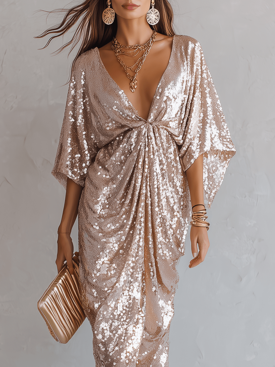 VESTIDO DE LENTEJUELAS EN ORO ROSA - VALERINA MARBELLA