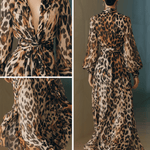 VESTIDO MAXI DE GASA CON ESTAMPADO DE LEOPARDO - VALERINA MARBELLA