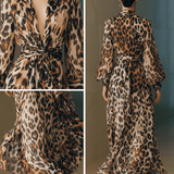 VESTIDO MAXI DE GASA CON ESTAMPADO DE LEOPARDO - VALERINA MARBELLA