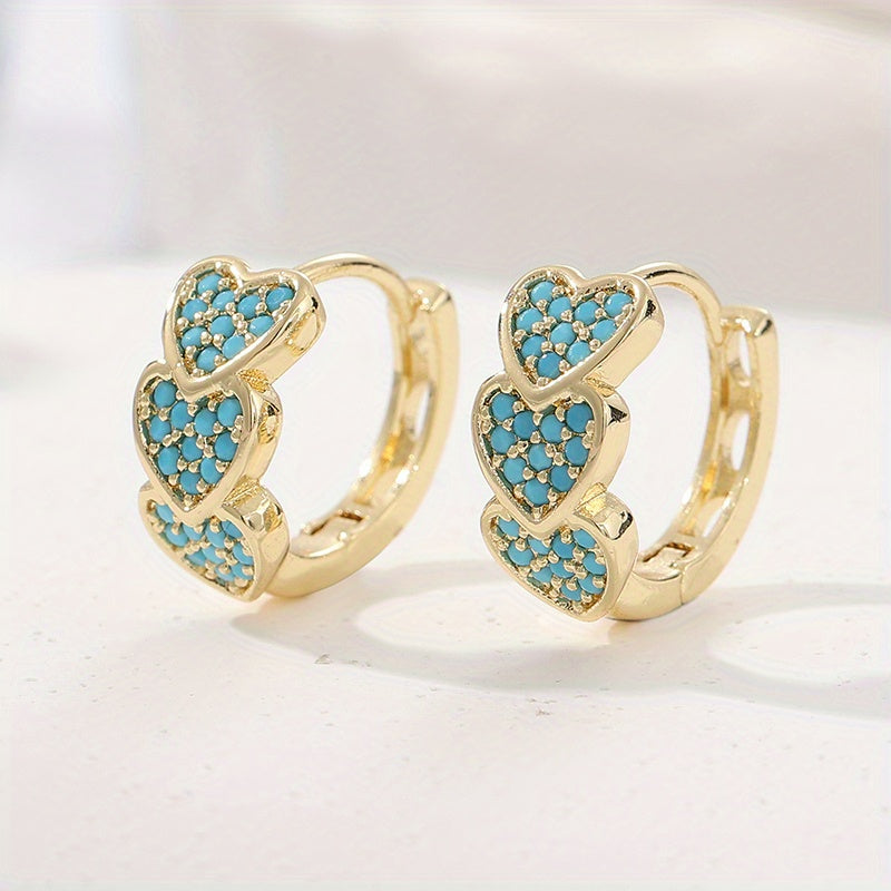 PENDIENTES ELEGANTE TURQUESA CORAZÓN EN FORME DE DESIGN ARO