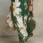 Emerald Bloom Flowing Bohemian Maxi Dress