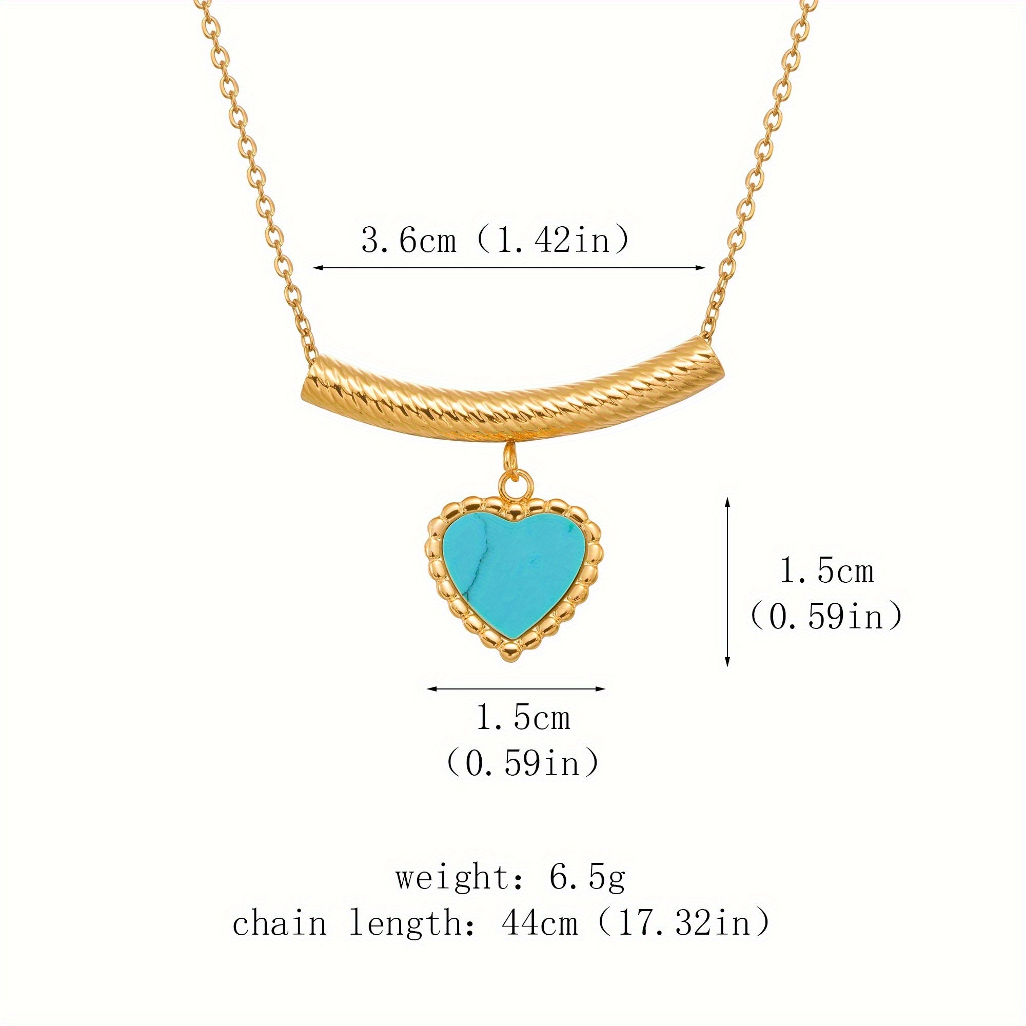 COLLAR BOHEMIO CORAZÓN EN FORME DE TURQUESA COLGANTE