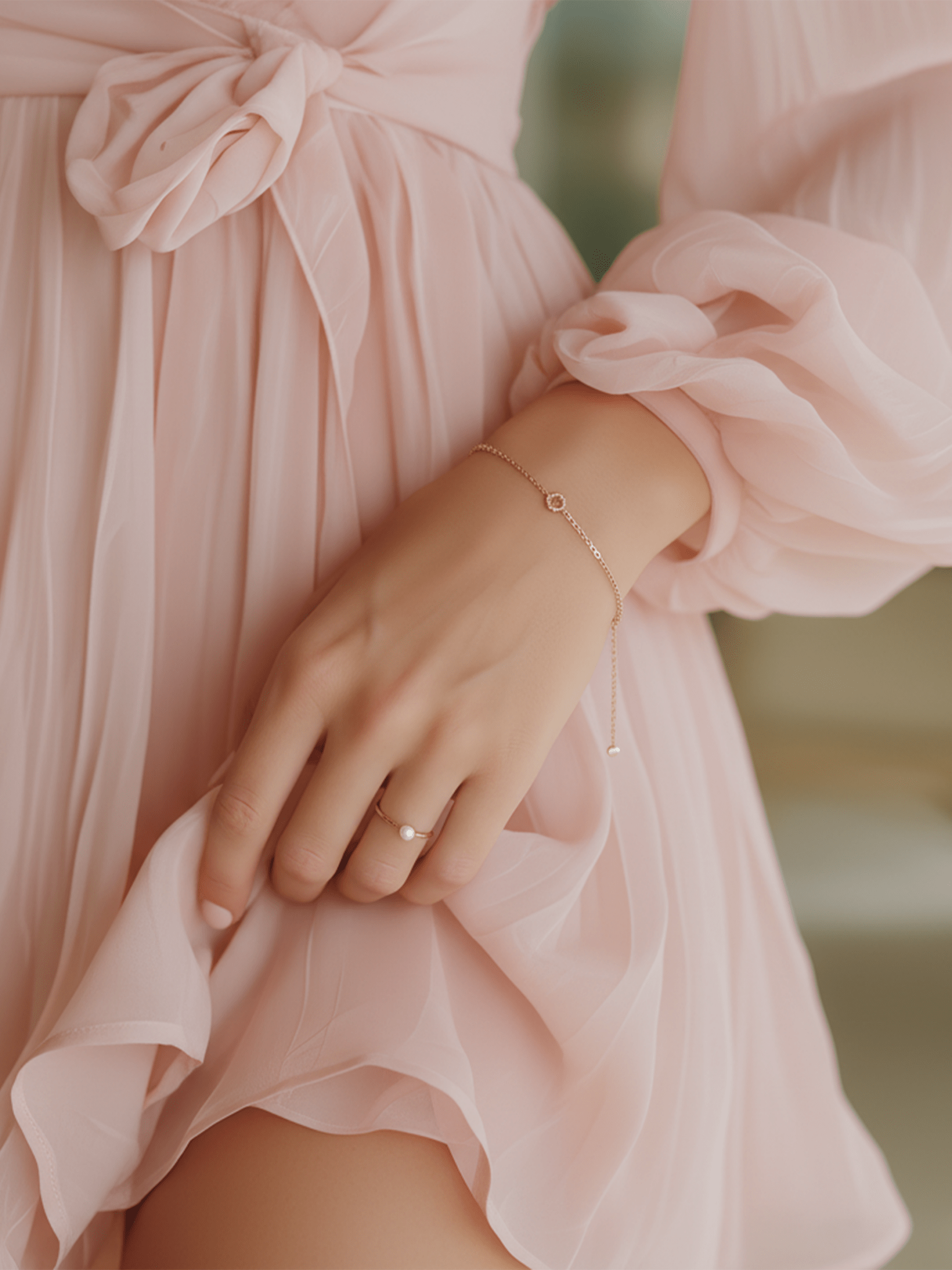 VESTIDO MINI DE GASA ROSA BLUSH CON DETALLES DE ENCAJE - VALERINA MARBELLA