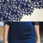 VESTIDO LARGO AZUL MARINO DE ENCAJE CON CORTE SIRENA - VALERINA MARBELLA