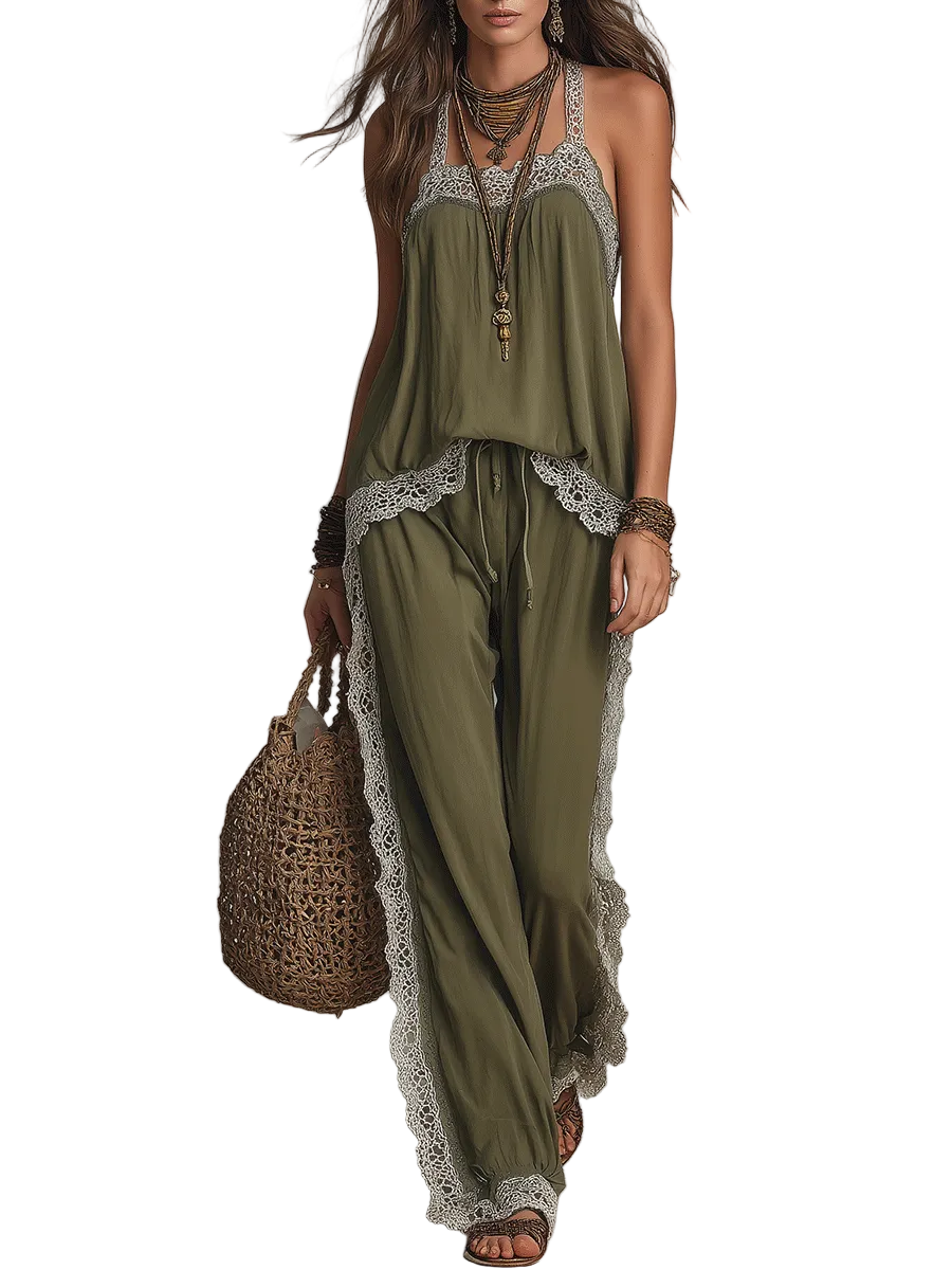 Relaxed Boho Camisole & Drawstring Pants Set