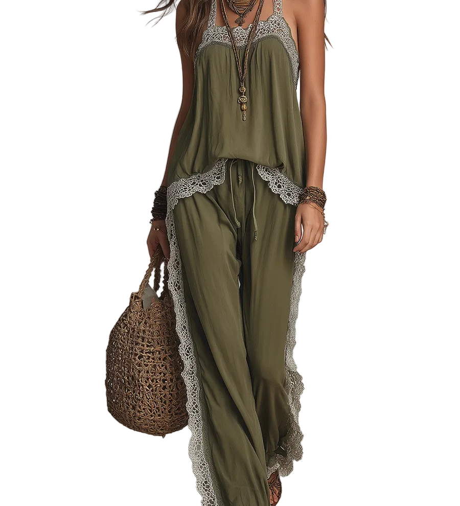Relaxed Boho Camisole & Drawstring Pants Set