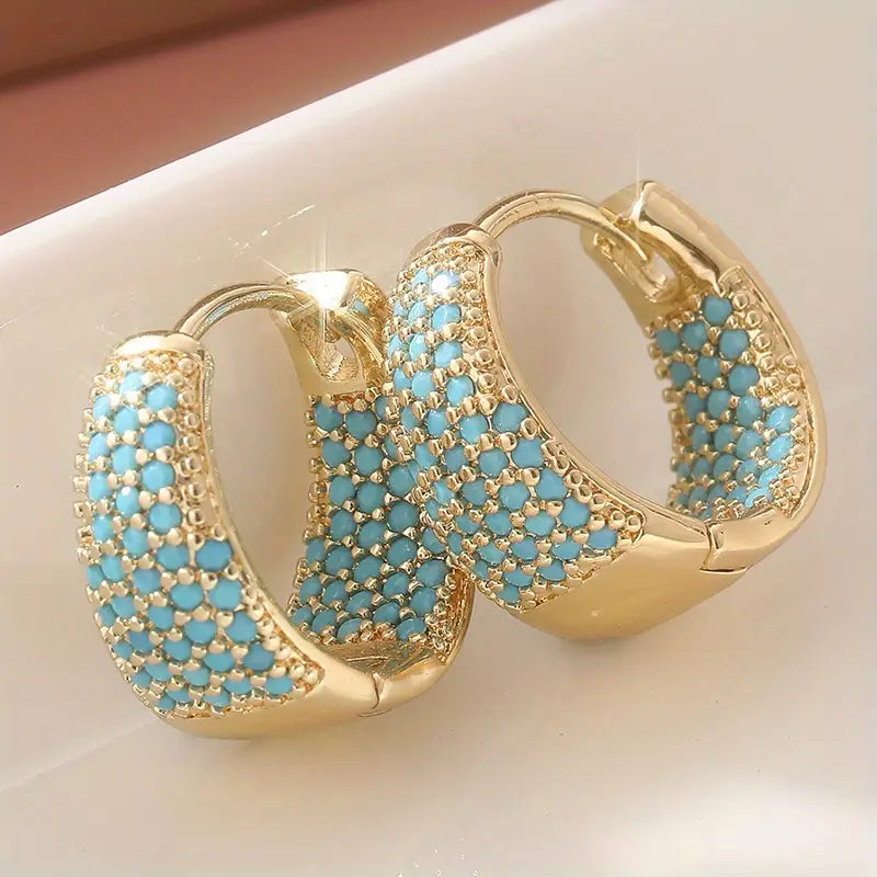 PENDIENTES DORADO TURQUESA PERLÉ ARO | ORO