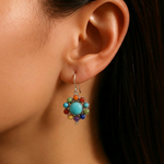 PENDIENTES MULTICOLORE TURQUESA ARO