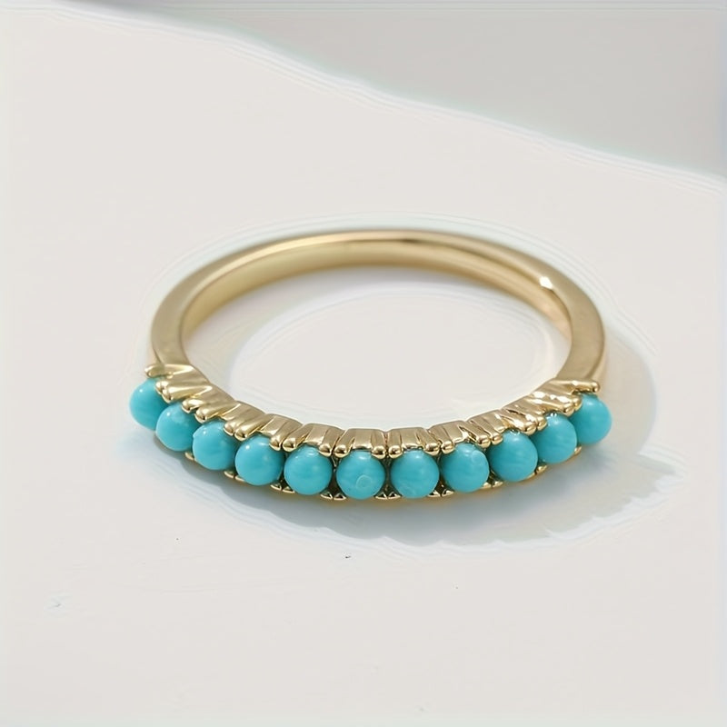 ANILLO BOHEMIO TURQUESA PERLÉ PLAQUÉ ORO SORTIJA