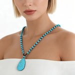 COLLAR BOHEMIO TURQUESA PERLÉ GRANDE GOTA COLGANTE