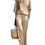 Stylish And Simple Champagne Gold Satin Suit