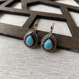 PENDIENTES VINTAGE GOTA TURQUESA HALO GOTA