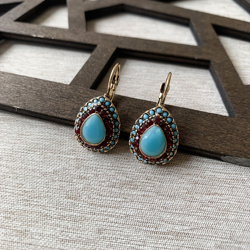 PENDIENTES VINTAGE GOTA TURQUESA HALO GOTA