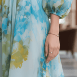 VESTIDO LARGO FLORAL ACUARELA CON HOMBROS DESCUBIERTOS - VALERINA MARBELLA