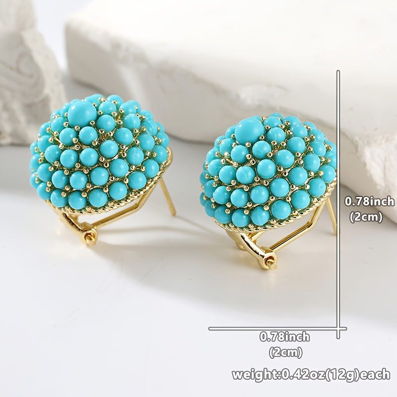 PENDIENTES ELEGANTE PALAIS STYLE TURQUESA RACIMO CLOU OREILLE