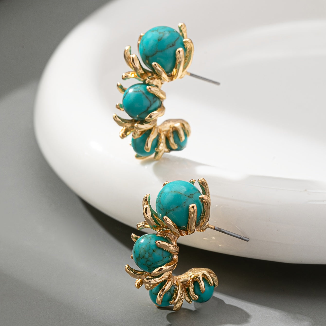 PENDIENTES TURQUESA PERLÉ FLOR DESIGN