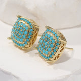 BOUCLES D'OREILLES PUCES TURQUOISE CARRÉE