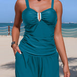 Solid Color Camisole Casual Pocket Shorts Two-piece Stretch Bikini Swimsuit