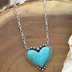COLLAR BOHEMIO STYLE TURQUESA CORAZÓN COLGANTE