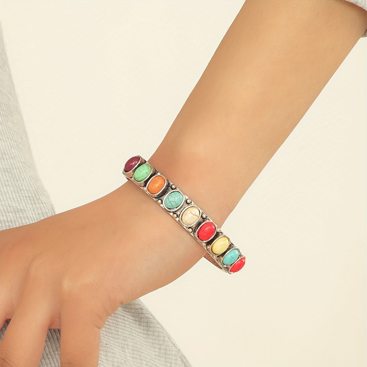 PULSERA VINTAGE STYLE MULTI-PIERRES TURQUESA MANCHETTE