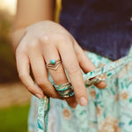 ANILLO STERLING PLATA REDONDO TURQUESA APILABLE