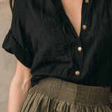 Effortless Boho Textured Button-Front Shirt