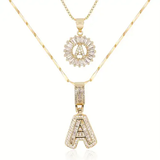 CONJUNTO PAVÉ LETTRE INITIALE COLLAR | ORO