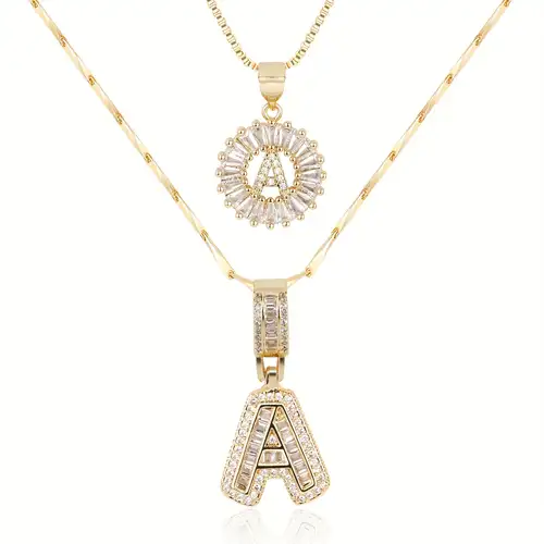 CONJUNTO PAVÉ LETTRE INITIALE COLLAR | ORO