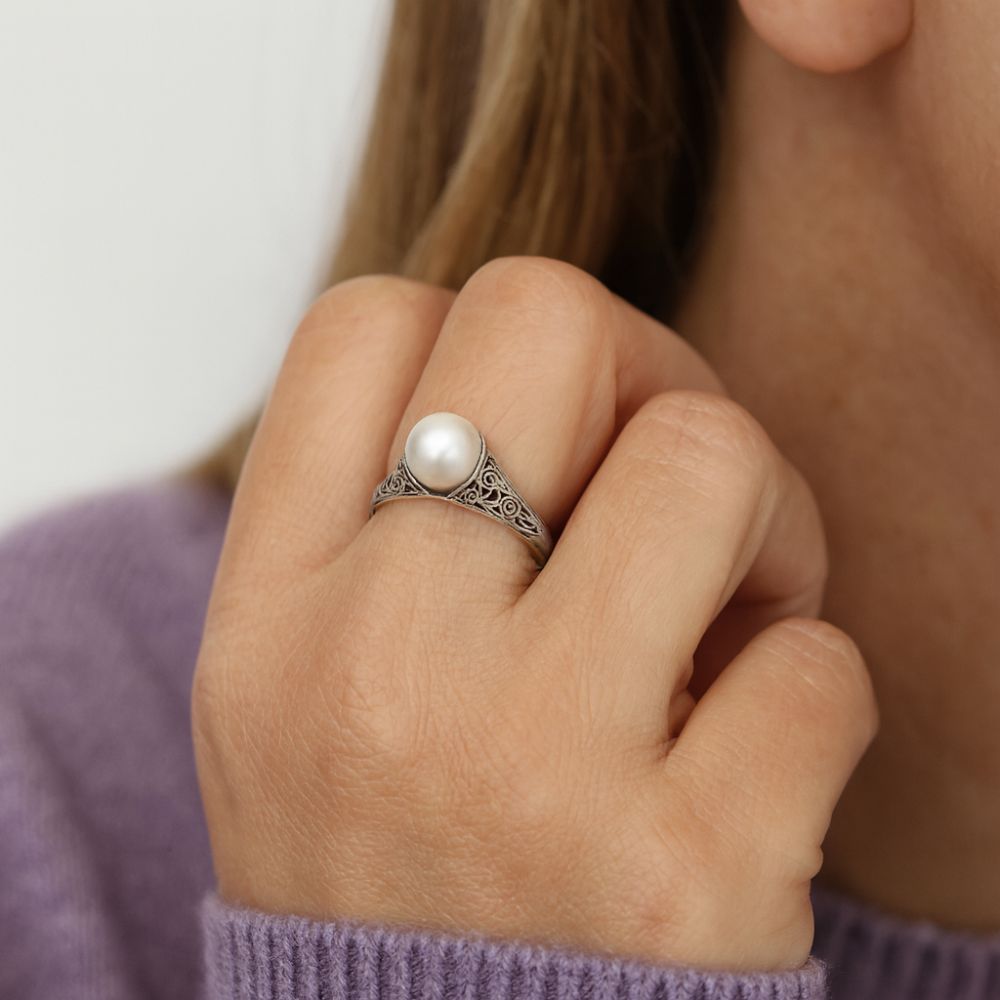 ANILLO VINTAGE PLATA PERLA