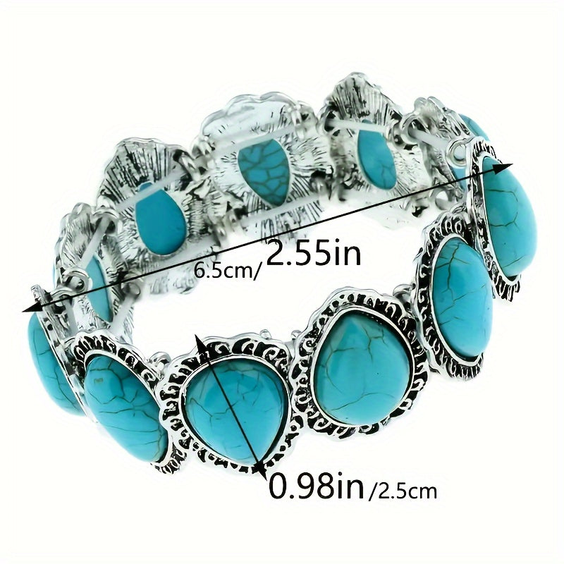 PULSERA VINTAGE TURQUESA ÓVALO PLATA PLAQUÉ IMPOSANT