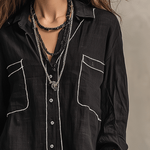 Modern Bohemian Effortless Black Linen Shirt