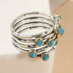 ANILLO VINTAGE GÉOMÉTRIQUE TURQUESA MULTI-SORTIJAS