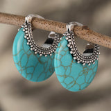 PENDIENTES TURQUESA CROISSANT PLATA PLAQUÉ ARO