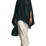 Minimal Black Cape-Style Top & Flowing Skirt Set