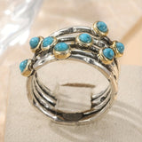 ANILLO VINTAGE GÉOMÉTRIQUE TURQUESA MULTI-SORTIJAS