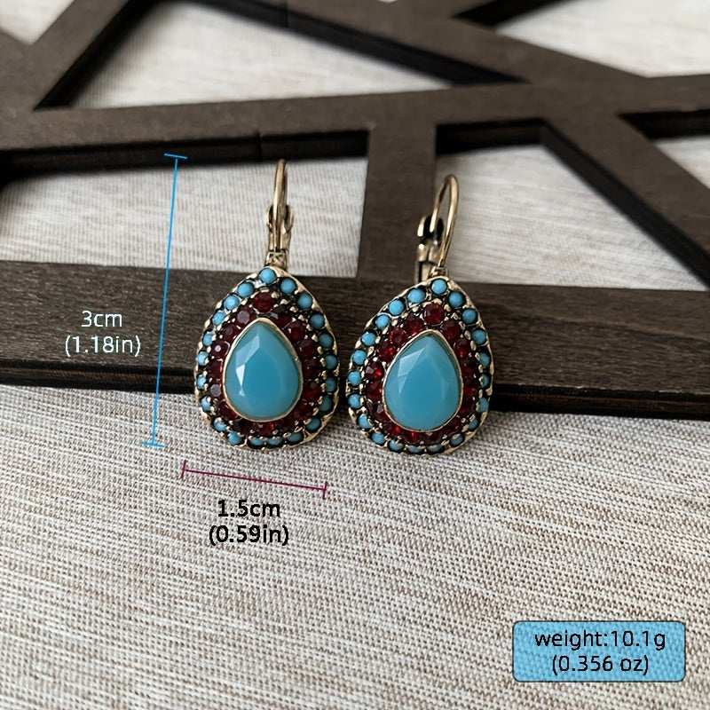 PENDIENTES VINTAGE GOTA TURQUESA HALO GOTA